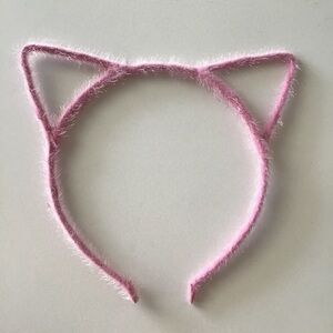 Cat Ears Hair Headband Pink Fuzzy Kitten Halloween Party Costume Crafts Girl NEW